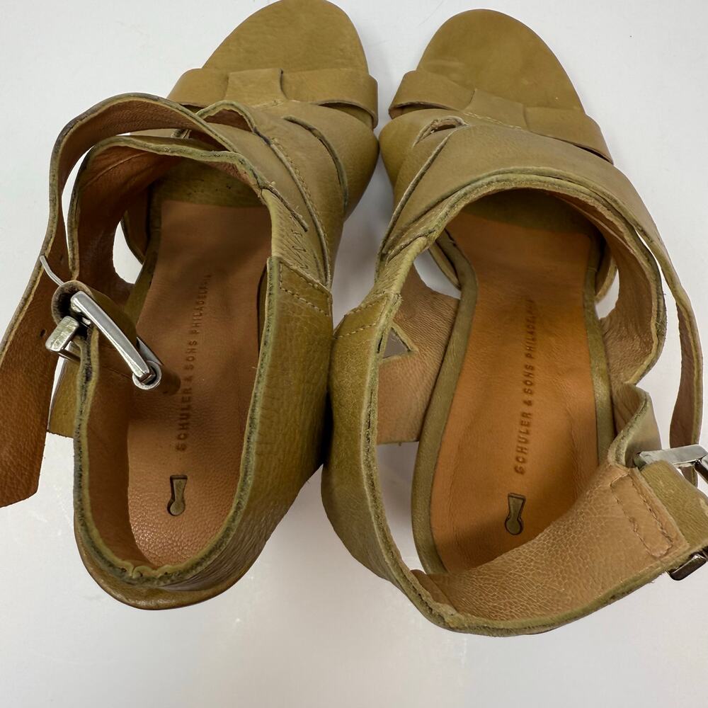 Anthropologie Schuler & Sons Ankle Strap Sandals Women's 37 (7) Camel Tan - Picture 12 of 12